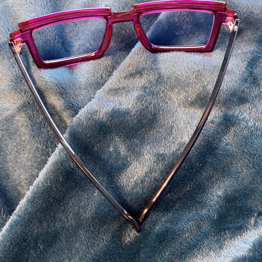 Manga Cartoon Anti-blue Light Color block Eyeglasses In Purple/Red - Picture 8 of 12